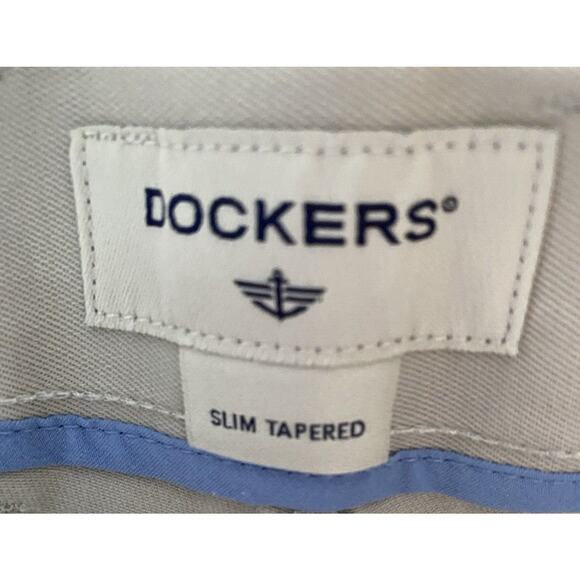 Dockers Pants Classic Flat Front Grey Khaki Dress Slim Tapered Mens Size 34"x30" - Picture 4 of 4